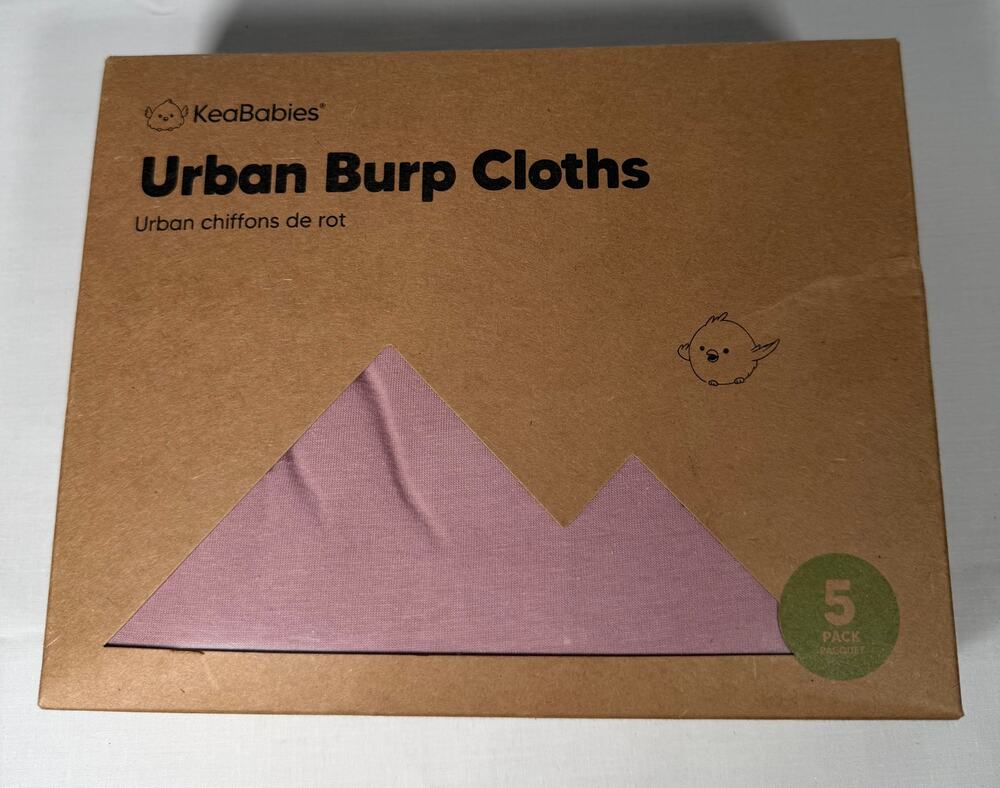 KeaBabies Urban Burp Cloths 5 Pack Mauve Baby New in Package 21" x 10"